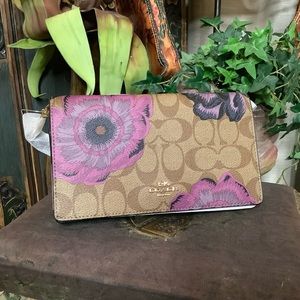 COACH Anna Foldover Crossbody Clutch in Signature Canvas w/ Kaffe Fassett Print